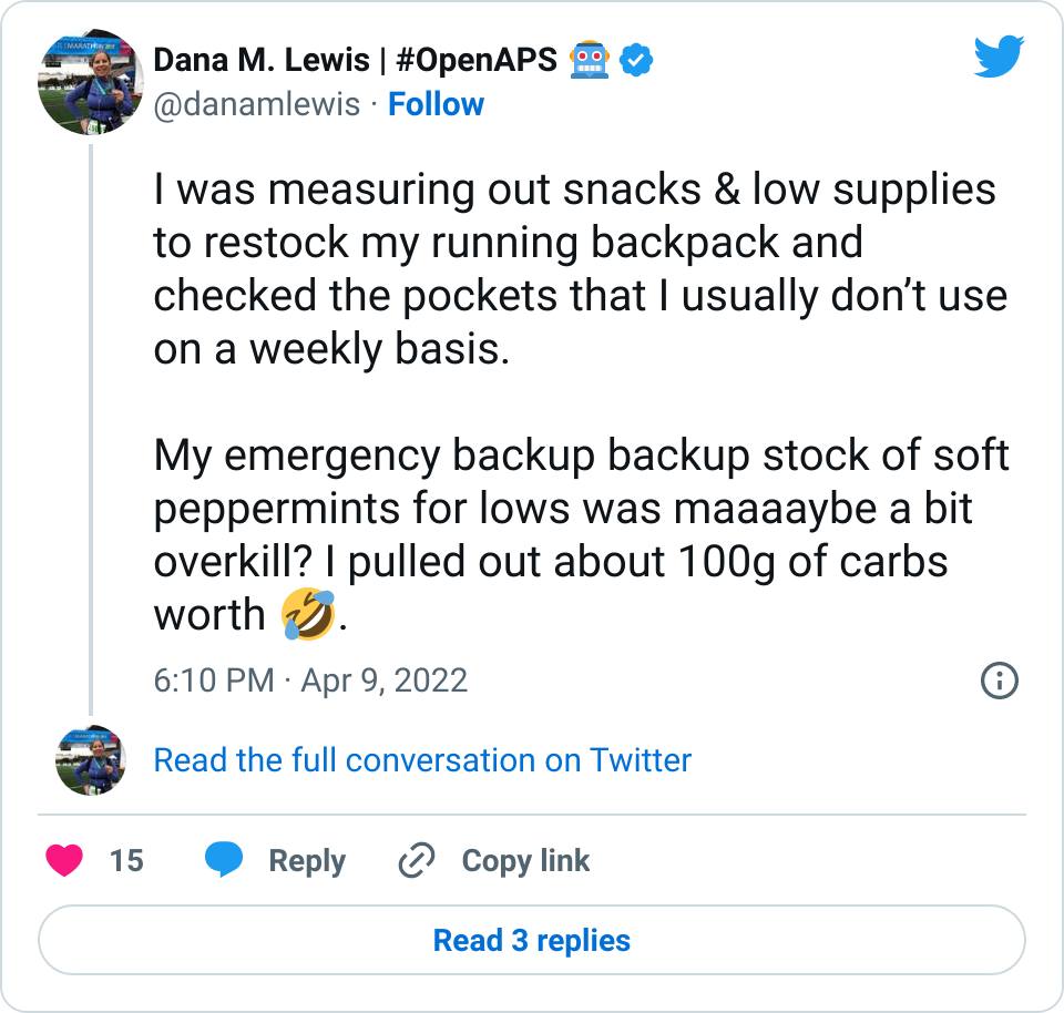 Emergency backup carbs maybe don't need to be 100g worth
